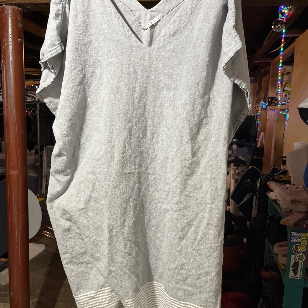 Gray V-Neck Beach Cover Up